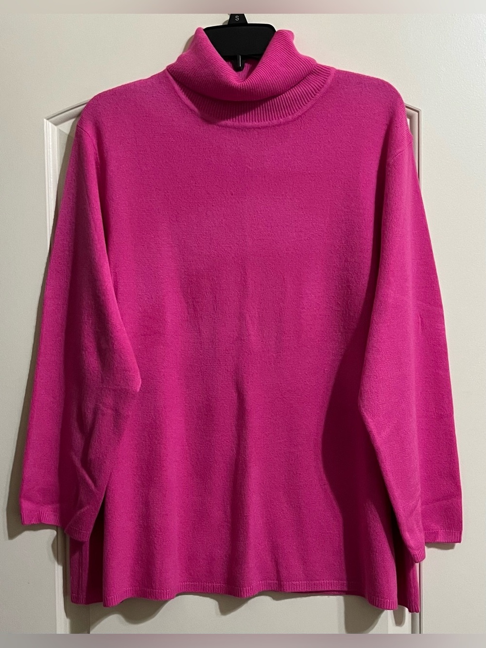 DG2 by Diane Gilman Fuchsia SOFT Turtleneck 3/4 Sleeve Ribbed Sweater Size 3X
